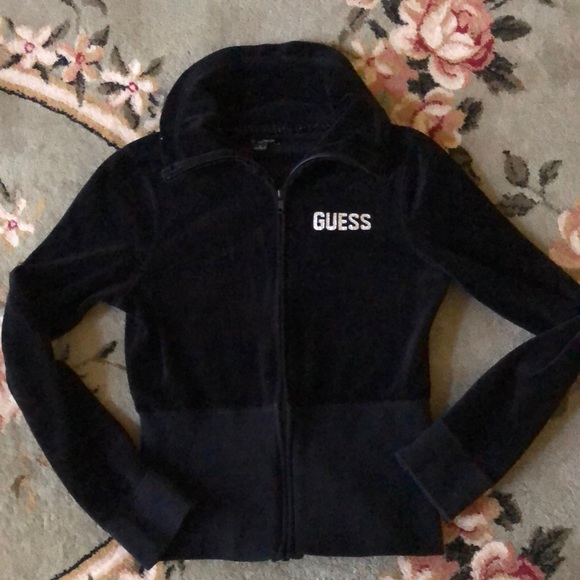 GUESS velour zip up sweatshirt size S - Picture 1 of 4